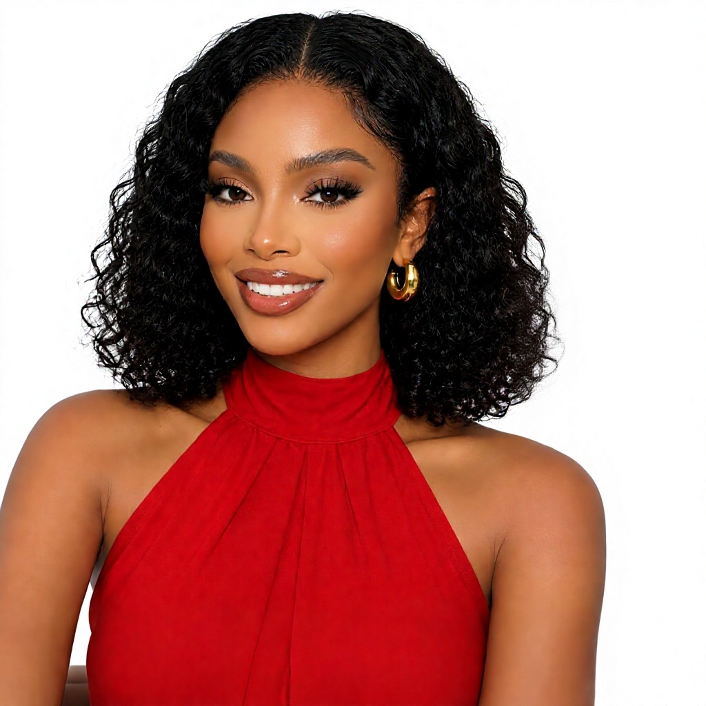 Curly Bob Glueless Lace Front Wigs Chinese Hair 2x6 HD Lace Wear 180 Density Deep Wave Short Bob Women Natural Color