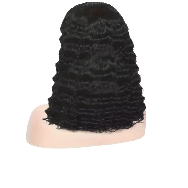 Human Hair Front Lace Short Bob Double Drawn Water Wave Wig Foreign Trade