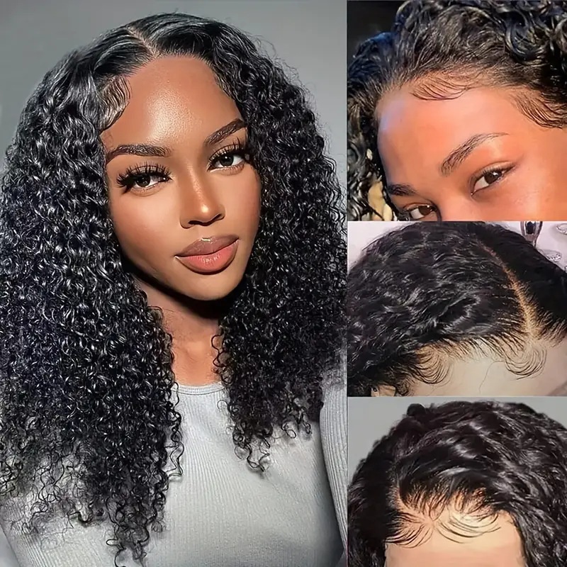Human Hair Front Lace Short Bob Double Drawn Water Wave Wig Foreign Trade