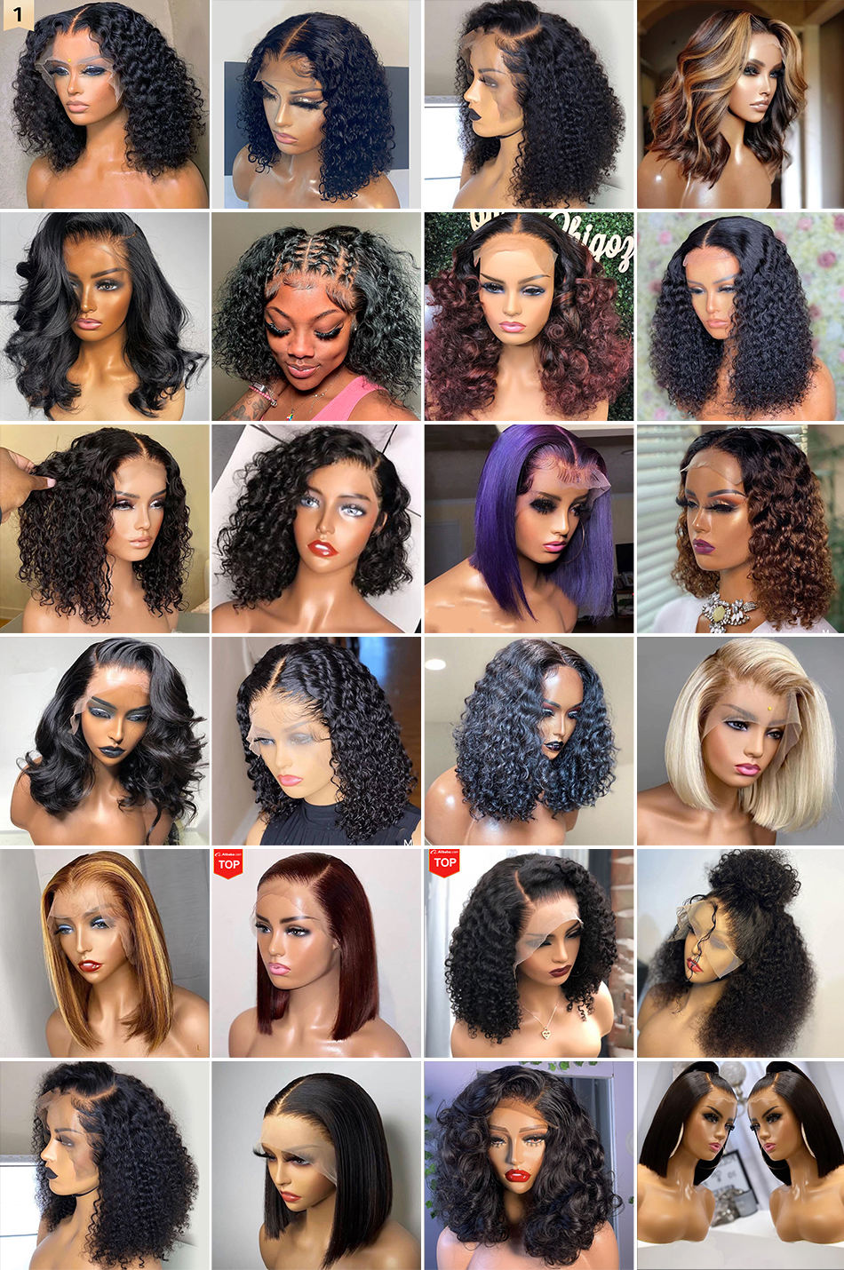 Wholesale Raw Indian Hair Short Bob Kinky Curly Front Wigs Glueless Full HD Lace Frontal Wigs Natural Human Hair for Black Women