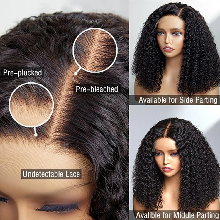 Wholesale Raw Indian Hair Short Bob Kinky Curly Front Wigs Glueless Full HD Lace Frontal Wigs Natural Human Hair for Black Women