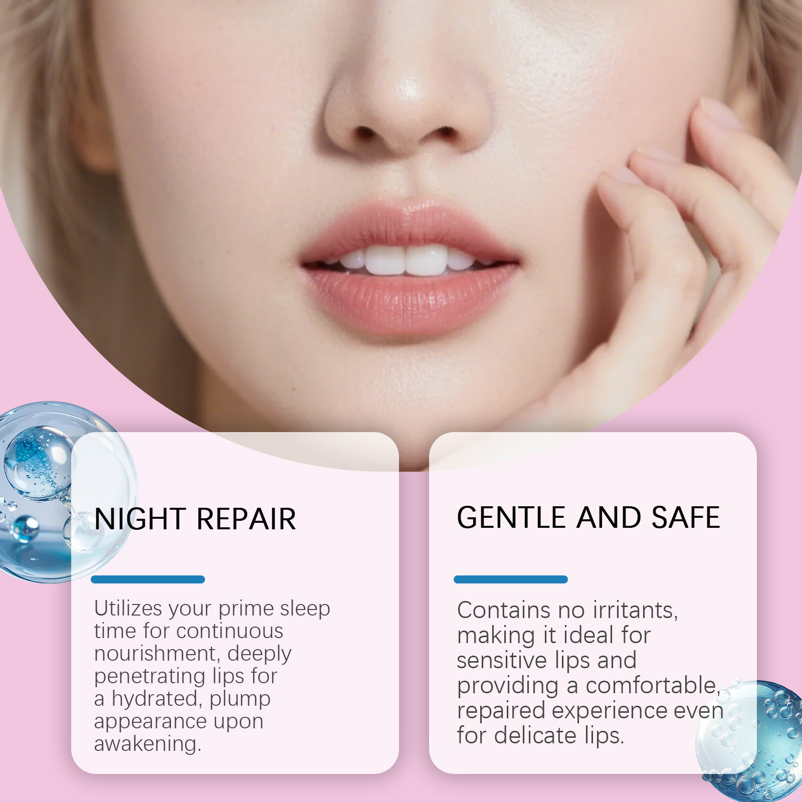 Eelhoe Hyaluronic Acid Lip Care Mask Nutrient Repair Keep Plumping Deeply Hydrating Non Stick Daily Lips Nourishing Patch 10PCS
