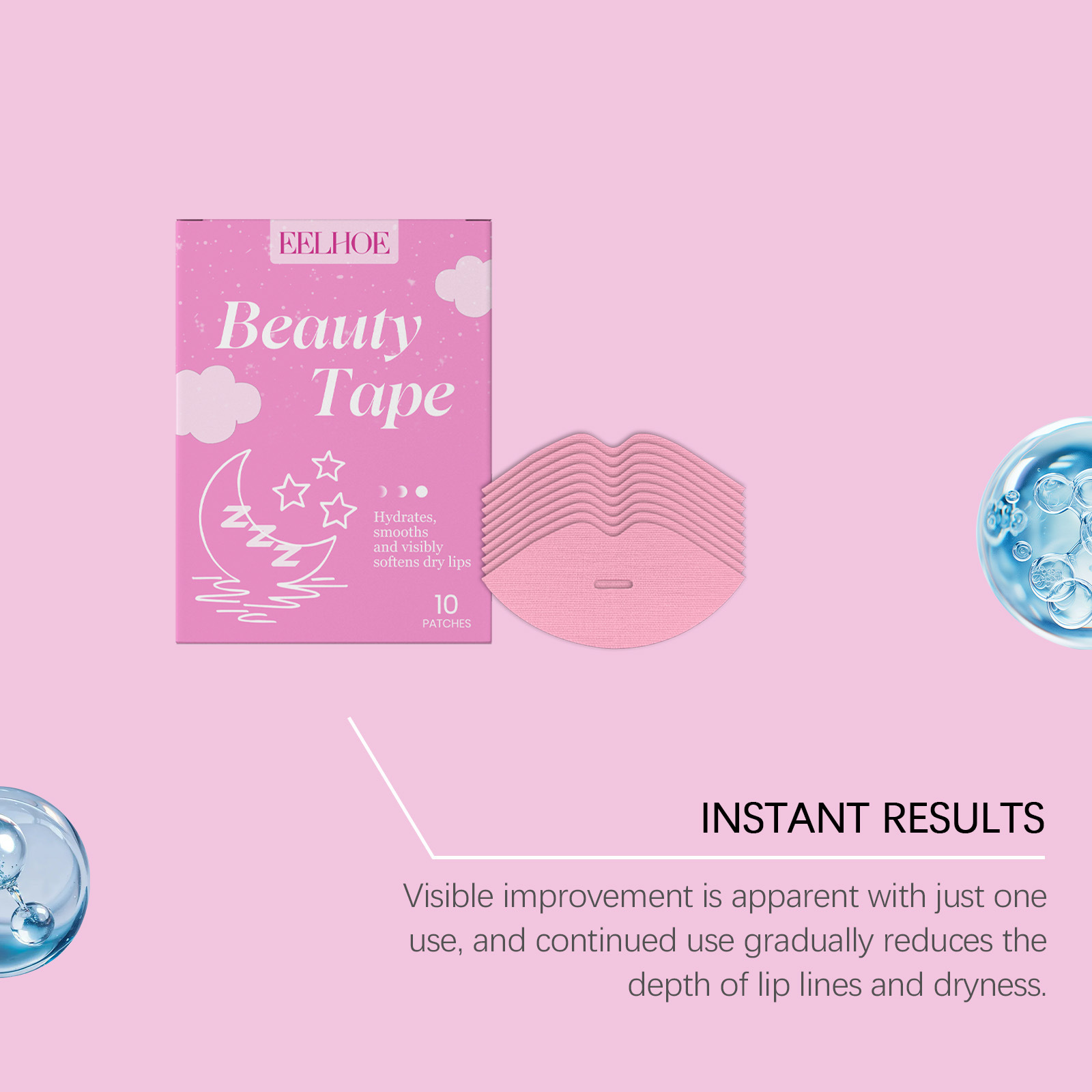 Eelhoe Hyaluronic Acid Lip Care Mask Nutrient Repair Keep Plumping Deeply Hydrating Non Stick Daily Lips Nourishing Patch 10PCS