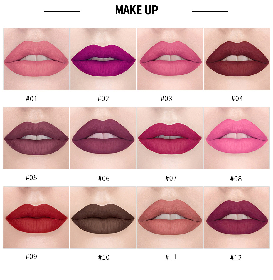 Handaiyan 12 Color Matte Lipstick 3.5g Waterproof Velvet
