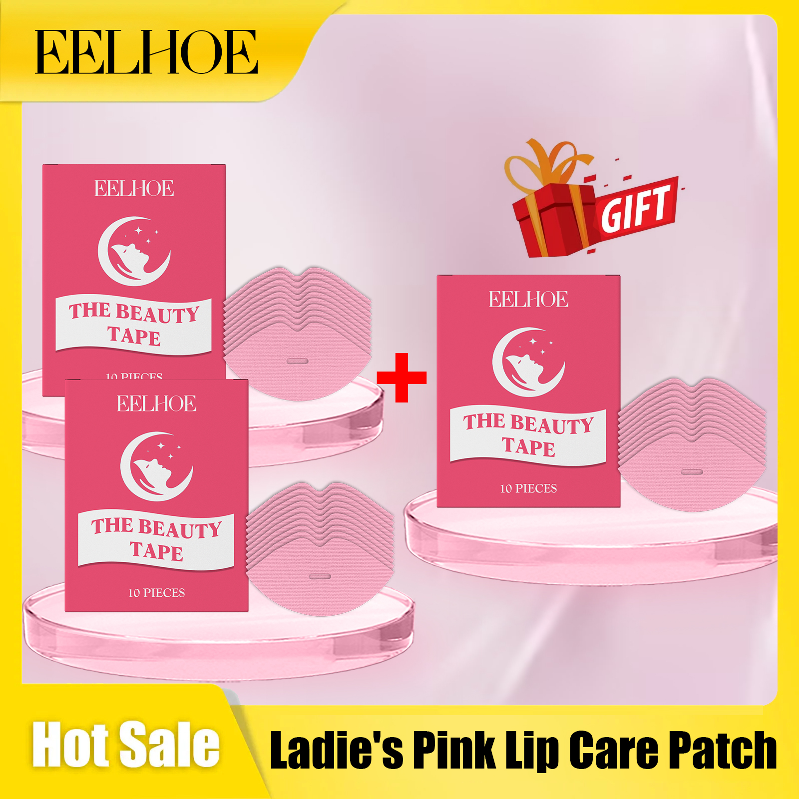 Eelhoe Lady Pink Lip Care Patch Keep Plumping Reduce W-rinkle Deep Hydrating Shine Lasting Repair Damaged Night Woman Lip Masks