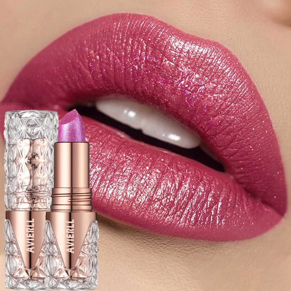 10 Colors Glitter Lipstick Waterproof Lasting Diamond Pearlescent Shimmer Lipsticks Red Black Lip Gloss Sparkling Lips Makeup