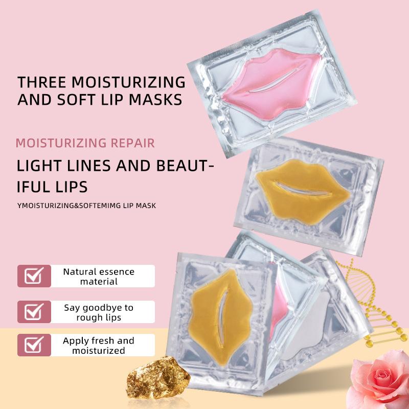 10/50Pcs Pink Gold White Crystal Collagen Lip Mask Plump Lips Moisturizing Nourishing Lip Patches Lips Plumper Skin Care Product
