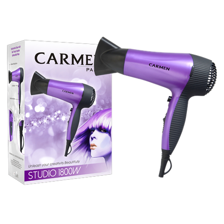 Carmen 1936 Studio Hair Dryer with Soft Touch Handle 1800W Purple